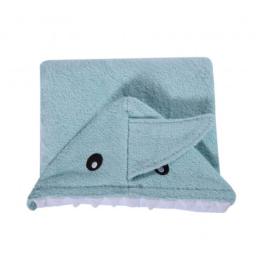 COTTON BABY CLOAK BABY SHARK AQUA 70X120