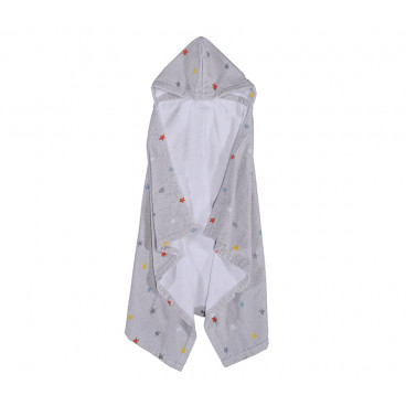 COTTON BABY CLOAK LITTLE STAR GREY 70X120