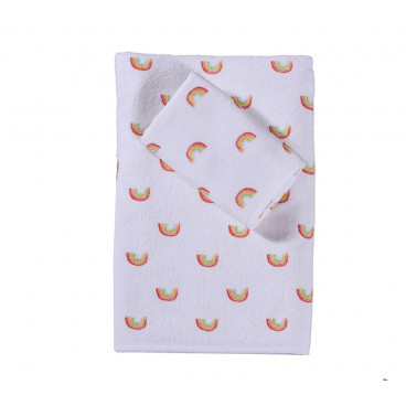 TOWEL OVER THE RAINBAW WHITE 2 PCS