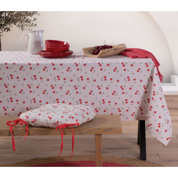 COTTON TABLECLOTH CHERRY LOVE 140X140