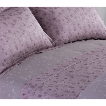 COTTON BED SHEET ''FIORELLA'' SET QUEEN ORCHID