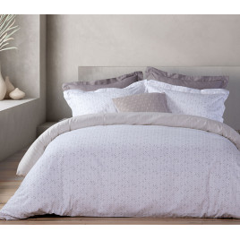 COTTON BED COVER ''LENNOX'' 240Χ230 WHITE/BEIGE