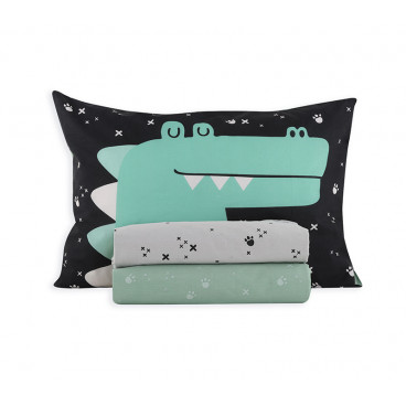 BED SHEETS SINGLE  3 PCS CUTE CROCODILE