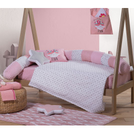 Cotbed Baby Bedsheets STAR GIRL PINK 3ΤΜΧ