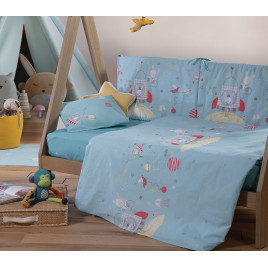 Cradle Baby Bedsheets BABY SPACE L.BLUE 3ΤΜΧ