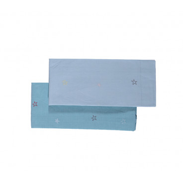 Cotbed Baby Bedsheets  BABY SPACE L.BLUE 2ΤΜΧ
