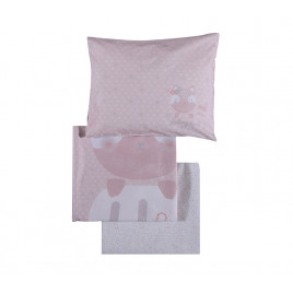 BED SHEET COTTON"LOVELY FOX" PINK 3PCS