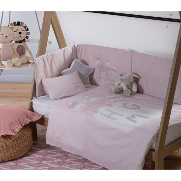 BED SHEET COTTON"LOVELY FOX" PINK 3PCS