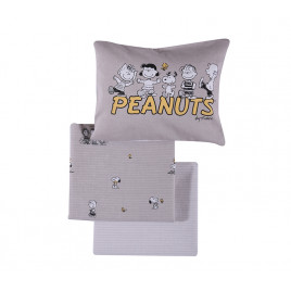 BED SHEET COTTON" PEANUTS" GREY 3PCS