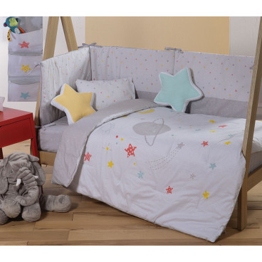 BED SHEET COTTON" LITTLE STAR" GREY 3PCS