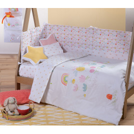 BED COVER "OVER THE RAINBOW" WHITE 110Χ140